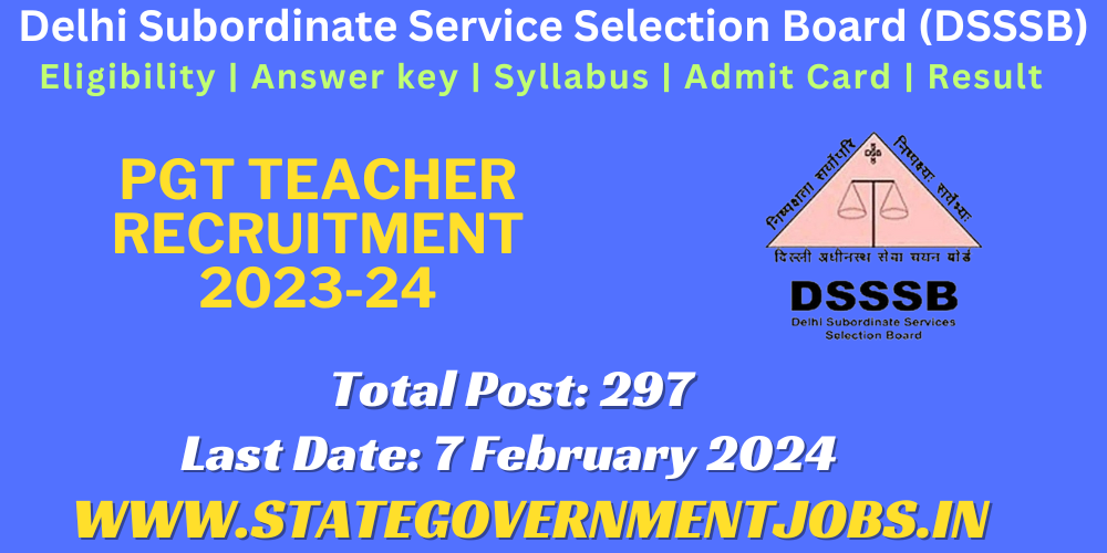 DSSSB PGT Teacher Delhi Recruitment 2024