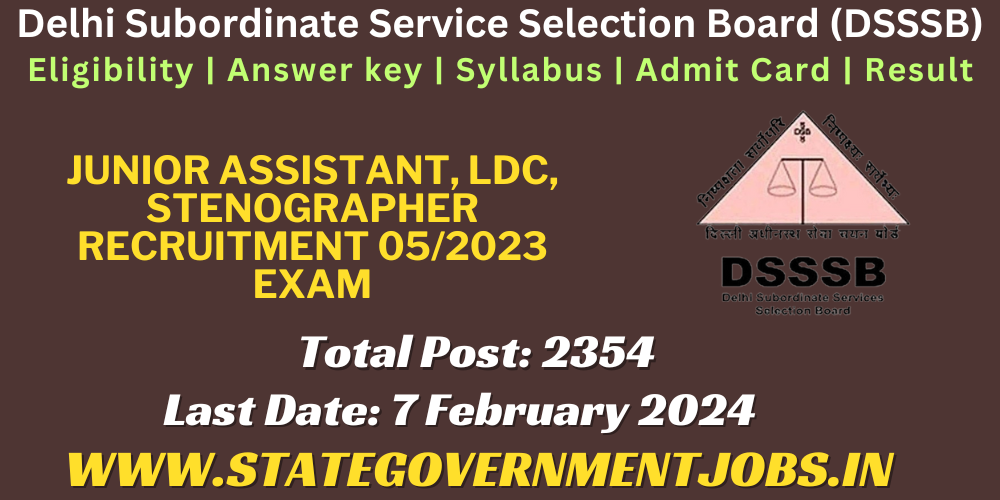 DSSSB LDC, Steno, Junior Steno various Post Online form 2024