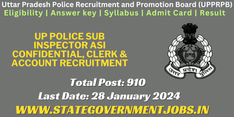 Uttar Pradesh Up Police Si Asi Recruitment 2024 Government Jobs