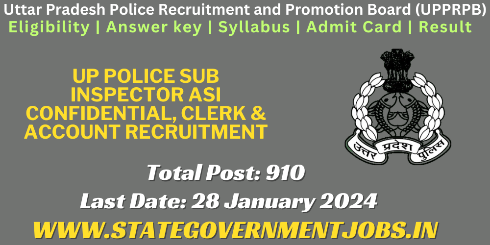 Uttar Pradesh (UP) Police SI, ASI Recruitment 2024