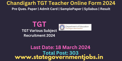Chandigarh Trained Graduate Teacher (TGT) Recruitment 2024