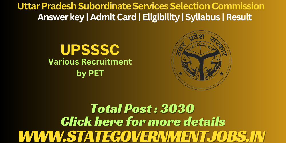 UPSSSC Various Post Recruitment 2024 by PET