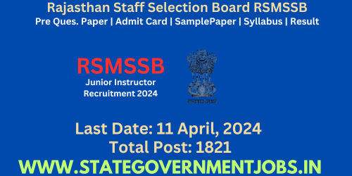 Rajasthan RSMSSB Junior Instructor Recruitment 2024