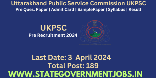 Uttarakhand UKPSC Pre Online form 2024